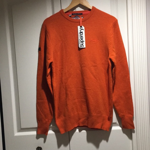 NWT Superdry men's Harrow Crew orange jumper L - Picture 1 of 11